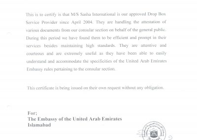 Appreciation Letter UAE