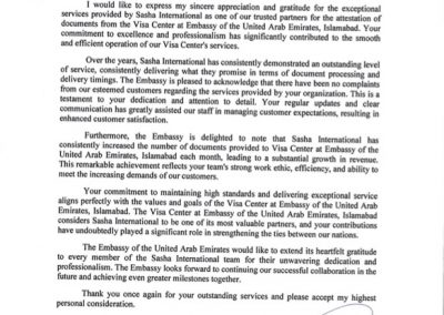 Appreciation Letter UAE Embassy